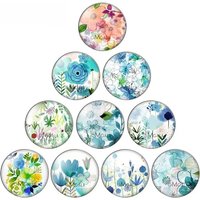 New Watercolor Flower Paintings 10pcs mixed 12mm/18mm/20mm/25mm Round photo glass cabochon demo flat back Making findings