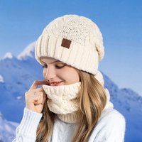 AliExpress KINIJA Winter Women Knitted Hat Scarf Set Thickened Fleece Lining Skullcap Outdoor Cycling Warm Wind Protection Beanies