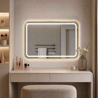 Lustro łazienkowe LED z metalową ramą, 3 kolory światła (3000K-6000K), funkcja przeciwmgielna, sterowanie dotykowe, lustro ścienne do łazienki i sypialni, dostępne w 3 rozmiarach.