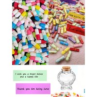 50pcs Message Capsule Letter Love Pills - DIY Valentine's Day Confession Pills And Notes, Transparent Color Mini Wishing Bottle