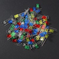 100PCS 2x5x7mm Square LED Diode Kit Red/Yellow/Green/Blue/White 5 Colors Light-emitting 2*5*7mm Diode Kit for DIY Electronic