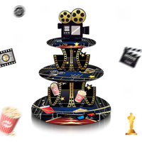 3 Tier Hollywood Cinema Festival Party Cake Display Stand Movie Time Showing Cupcake Rack Holder Birthday Party Cake Tray Decor