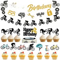 AliExpress NONE Dirt Bike Birthday Party Decors Happy Birthday Banner Cake Toppers Bicycle Sports Theme Birthday Party Supplies for Kids