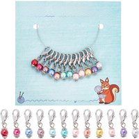12 Pcs Glass Pearl Stitch Markers Alloy Enamel Crochet Stitch Marker Charms Locking Stitch Marker