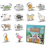 LMETJMA 12 Pieces Animal Cookie Cutters Set For Kids with Storage Box Stainless Steel Safari Animal Biscuit Cutters Molds JT346