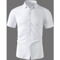 New Men's Business Casual Solid Color Short Sleeved Shirt for Summer Fashion No Ironing Comfortable and Versatile Top