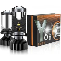 H4 LED Projector Mini Lens Auto H4 LED Headlight Bulbs Kit Conversion High Beam Low Beam Turbo Fan Car Light Lamp