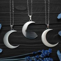 Big Crescent Moon Necklace for Women, Pagan Witch Style Amulet, Wiccan Pendant, Lunar Witchcraft, Magic Jewelry Gift, 2024, Moon