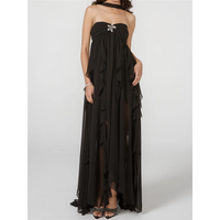 CHRONSTYLE Women Y2K Long Tube Dress Sexy Strapless Off Shoulder Ruffle Tassel Dress Evening Party Halter Backless Vestidos 2023