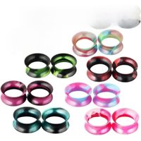 2pc Ultra Thin Mixed Colour Silicone Ear Plug Flexible Double Flared 6mm - 25mm Ear Flesh Tunnel Gauge Expander