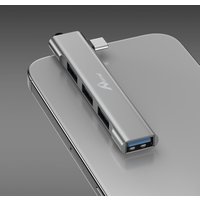 4-in-1 USB-C Hub met 4 USB 3.0-poorten Aluminium multiport-adapter Plug & Play voor laptop pc tablet