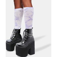 Gdgydh-Bottes Gothiques Noires à Lacets pour Femme, Bottes Courtes à Plateforme Haute, Talons Épais, Fermeture Éclair Latérale, Mode JoDecor