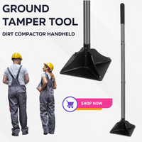 Tamper with 48 inch Handle 8"x8"Garden Rubber Grip All-Steel Heavy Duty Leveling Ground Installing pavers and Repairing Blacktop