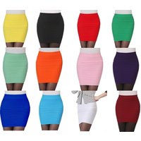 Women High Waist Pleated Skirt Candy Color Knitted Skirt Summer Elastic Screw Thread Mini Hip Skirt Sexy Short Skirts