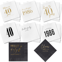 20Pcs Cheers To 40 Years Cocktail Napkins Vintage 1986 Beverage Luncheon Dinner Napkins Elegant 40th Birthday Party Decorations