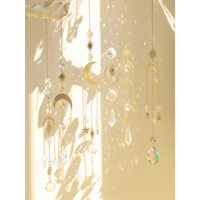 Crystal Suncatcher Butterfly Moth Moon Prism Crystal Hanging Light Catcher Rainbow Maker Outdoor Decor Fairy Garden Decoration