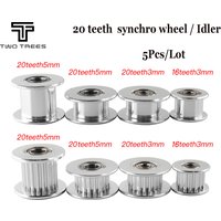 5Pcs GT2 Idler Timing Pulley 16-Tooth 20-Teeth With 3MM or 5MM Bore With Bearings For 3D Printer Parts 2GT Timing Belt 6MM 10MM