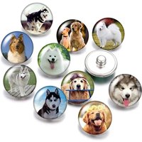 Lovely Dog Love pet 18mm snap buttons 10pcs mixed round photo glass cabochon style for snap button jewelry