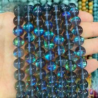 Lucky Gray Blue Austria Crystal Beads for Jewelry Making DIY Dark Night Space Handstring Half chain Rings 15" Strand 6/8/10/12MM