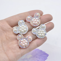 20Pcs Sewing-on Padded Rhinestone & Pearl Mouse Head Applique for DIY Clothing Headwear Hair Clip Home Decor Animal Patches