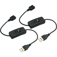 2 PCS USB Cable With Switch ON/OFF Cable Extension Toggle for USB Lamp USB Fan Power Supply Line Durable Adapter USB Headset LED