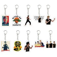 Popular TV Cobra Kai Keychain for Accessories Bag Acrylic Cobra Kai Johnny Daniel Key Chain KeyRing Pendant Chains Fans Gifts