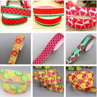DHK 7/8''5yards Pineapple Watermelon Lemon Fruit Printed Grosgrain Ribbon Accessories Material Decoration DIY Sewing Craft C2660