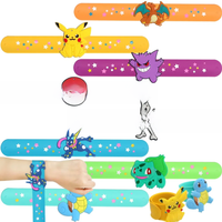 Pokemon PVC Slap Bracelet Cute Birthday Party Decor Pikachu Silicone Wristband Bracelets kids boys Party Toys DIY Cosplay Gifts