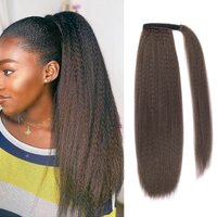 22 Inch Yaki Long Kinky Straight Synthetic Ponytail Extension For Women Wrap Around Pony Tail Hair Clip Ponytail Extension