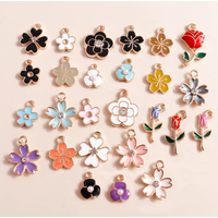 10pcs Enamel Flowers Charms Cute Rose Sakaru Charms Pendants for Necklace Bracelet DIY Jewelry Making Accessories