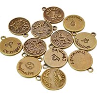 Vintage Bronze Zodiac Sign Pendant Constellation Charm for Traveler's Diary Notebook Decorative Accessory