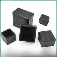Black Square Silicone Chair Leg Caps PVC Soft Rubber Pipe Sleeve Tube Cap Non-slip Table Foot Dust Cover 10x10mm-45x75mm