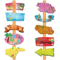 10pcs Hawaiian Summer party Welcome Sign Tropical Luau theme Paper Sign Beach Party Decorations Front Door Photo Booth Backdrops