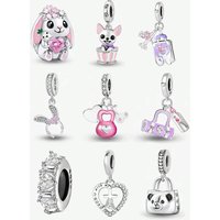 925 Sterling Silver Rabbi teddy bea handbag kettlebell, sports and fitness Charm Ball Suitable for Bracelets DIY Women's Jewelry