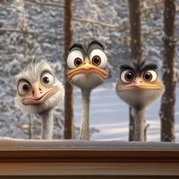 3Pcs Fun Animal Wall Stickers with Quirky Little Ostrich Heads, Pvc Wall Decoration for Home Decor, Suitable for Glass, Tiles, Bathrooms, Kitchens, Bedrooms, Dining Rooms, Trendy Stores, Cafes, and