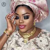 Nigerian ische Frau Schmuck Set Mode Hochzeit Halskette Ohrringe Ring Stis klassischen Anhänger Design versand kostenfrei Syhol