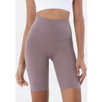 AliExpress NONE SOISOU Nylon Women's Shorts Gym Yoga Cycling Shorts High Waist Elastic Breathable No T Line Fitness Womens Clothing 24 Colors