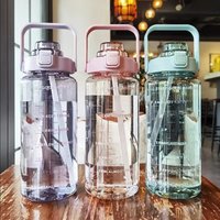 AliExpress NONE 2 Liter Water Bottle with Straw Female Jug Girls Portable Travel bottles Fitness Bike Cup Summer Cold Water Jug with Time Marker