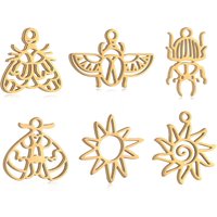 5Pcs Butterfly Moth/Hollow Sun/Egyptian Scarab Beetle Charms Stainless Steel Insect Pendant Diy Necklace Bracelet Jewelry Making