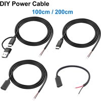 DC 2 Pin Power Cable USB and Type C Male Female to 2 Core Extension Cord For 5V Equipment Installed DIY Replace Repair appliance
