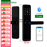 RAYKUBE K8 TT Lock Bluetooth Smart Door Lock Fingerprint Lock Digital Electric Lock With Longer Larger Handle Panels Doorbell