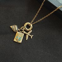 ANENJERY 316L Stainless Steel Airplane Book Conch Pendant Necklace For Women Holiday Luxury Personality Jewelry Gifts Wholesale