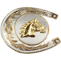 Equestrian Sports Gold Horse Belt Buckle Decorative Pattern Design Width 3.8cm Cowboy