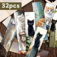 32pcs, Cute Cat Collection Bookmarks, Back to School Season, Christmas, Halloween, Suitable for Teachers, Readers, and Birthdays