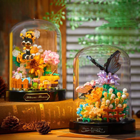 Balody Bee Butterfly Flower Bonsai Building Blocks Insect Plant Potted Model Bricks With Dust Cover DIY Toy For Kid Holiday Gift