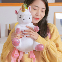 Rainbow Unicorn Backpack Cartoon Change Purse Coin Pocket Decorative Plush Toy Plush White School Bag for Little Girls Kids