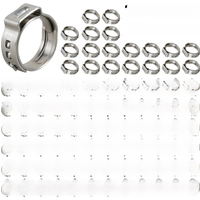 100Pcs 1/2 Inch Single Ear Stepless Hose Clamps 304 Stainless Steel PEX Clamp Clamping Ring Crimping Tool Stepless Hose Clamp