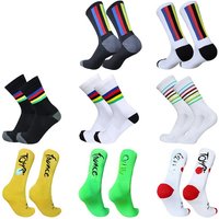 AliExpress Cycling 2025 Colorful New Champion Men New Stripes Women Sports Breathable Socks Compression Bike Socks Calcetines Ciclismo
