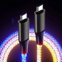 6A Fast Charging RGB Breathing Luminous Gradient Light Data Cable 66W TYPE-C Charger For iPhone 16 Pro Huawei Samsung Data Cable