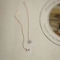 925 Sterling Silver 14k Gold Plated Ear Wires Long Temperament Versatile Tassel Zircon Earrings for Women Wedding Jewelry